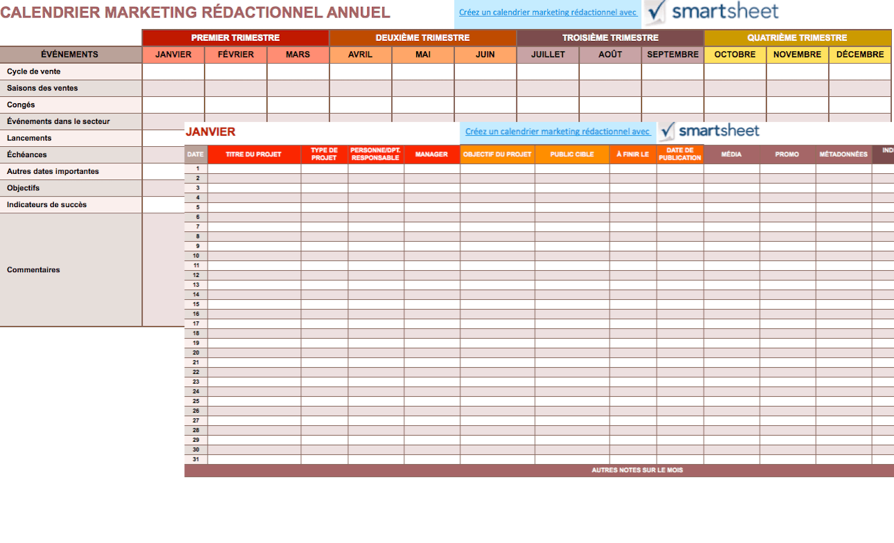 Calendrier marketing rédactionnel