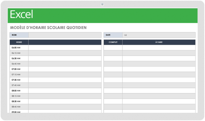 Horaire scolaire quotidien