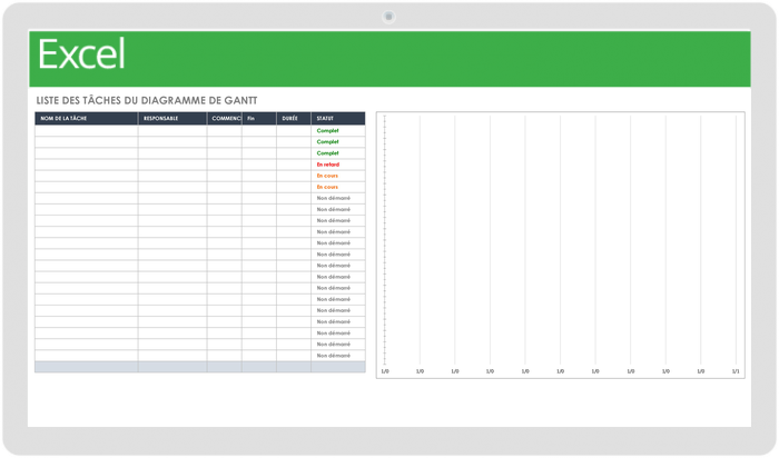 Gantt Chart Task List Template - FR