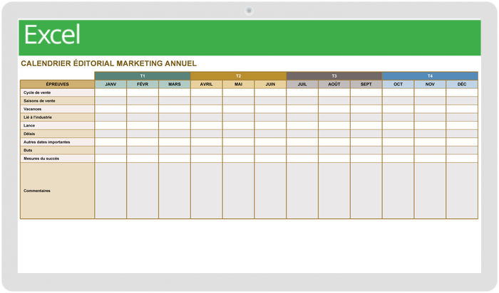 Calendrier éditorial marketing