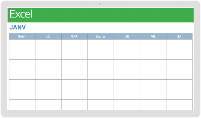 Modèle de calendrier mensuel avec notes