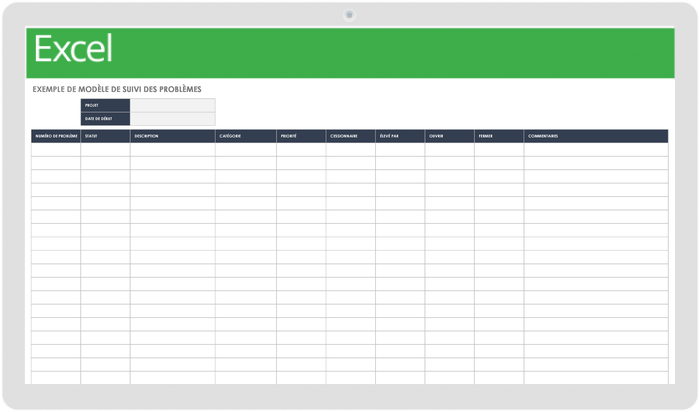  Exemple de modèle de suivi des problèmes