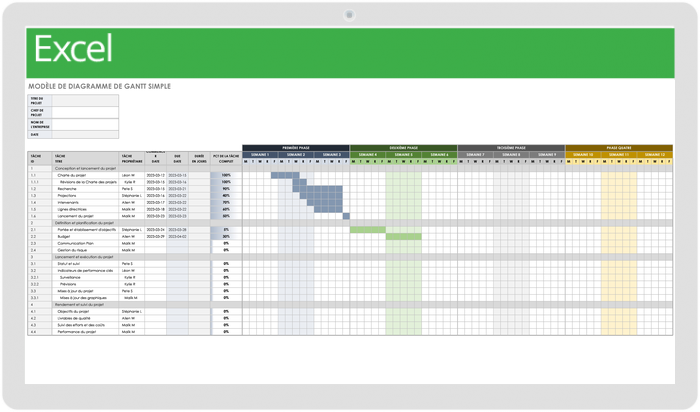 Diagramme de Gantt simple 17216_Excel 2000-2004