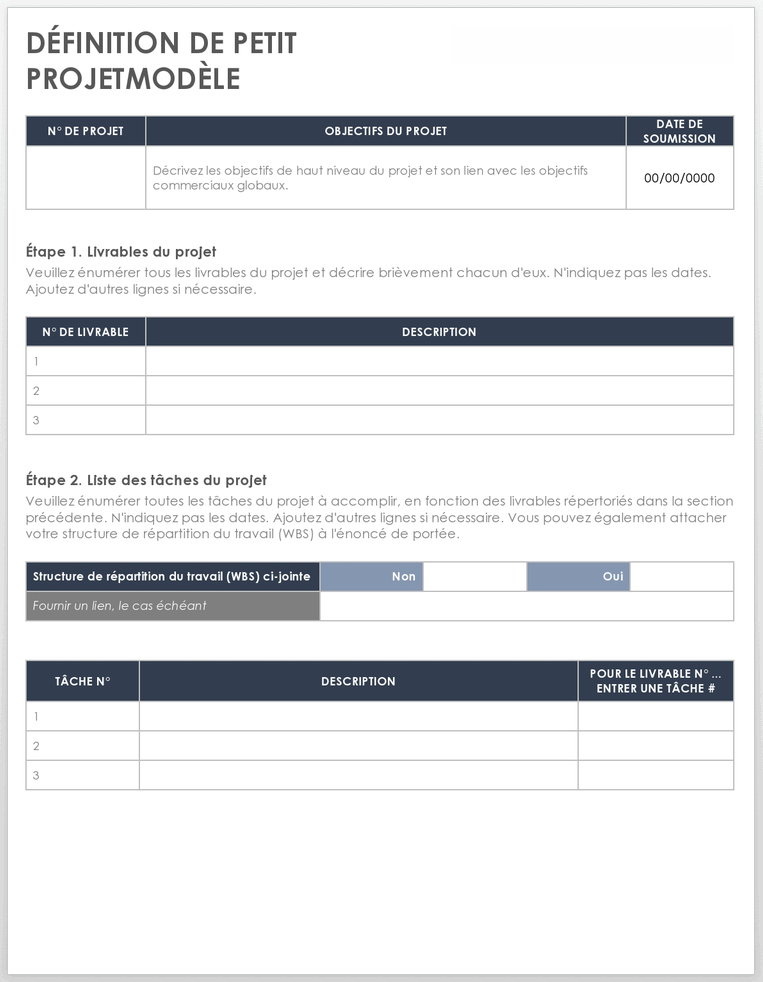 Modèle de définition de petit projet