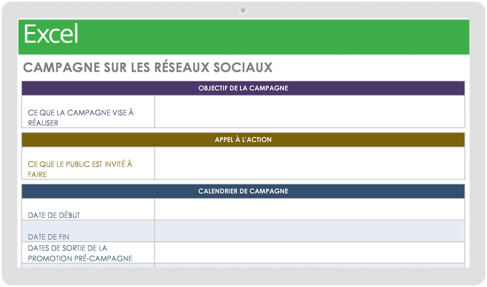 Modèle de campagne de médias sociaux