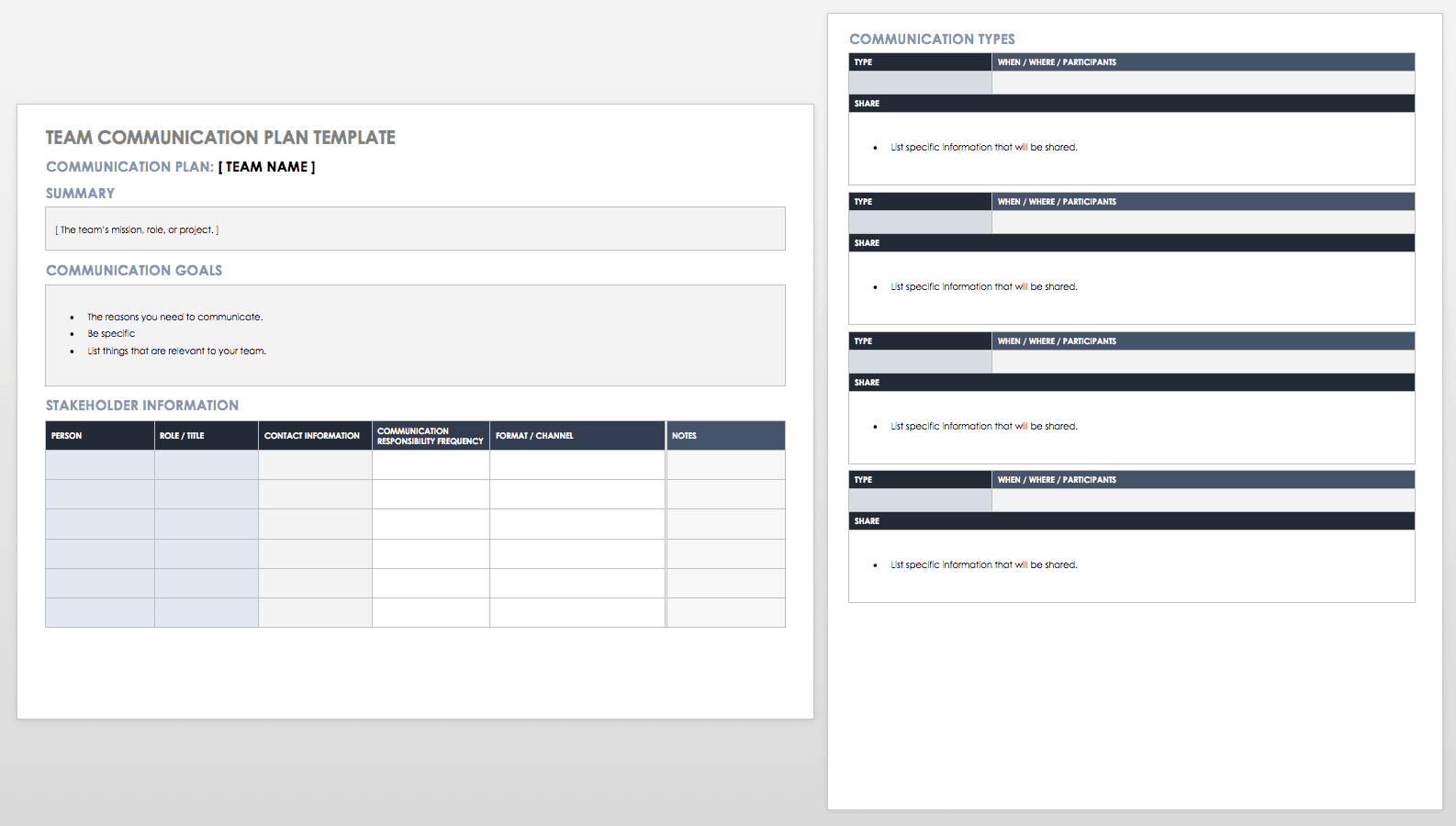 Team Communication Plan Template